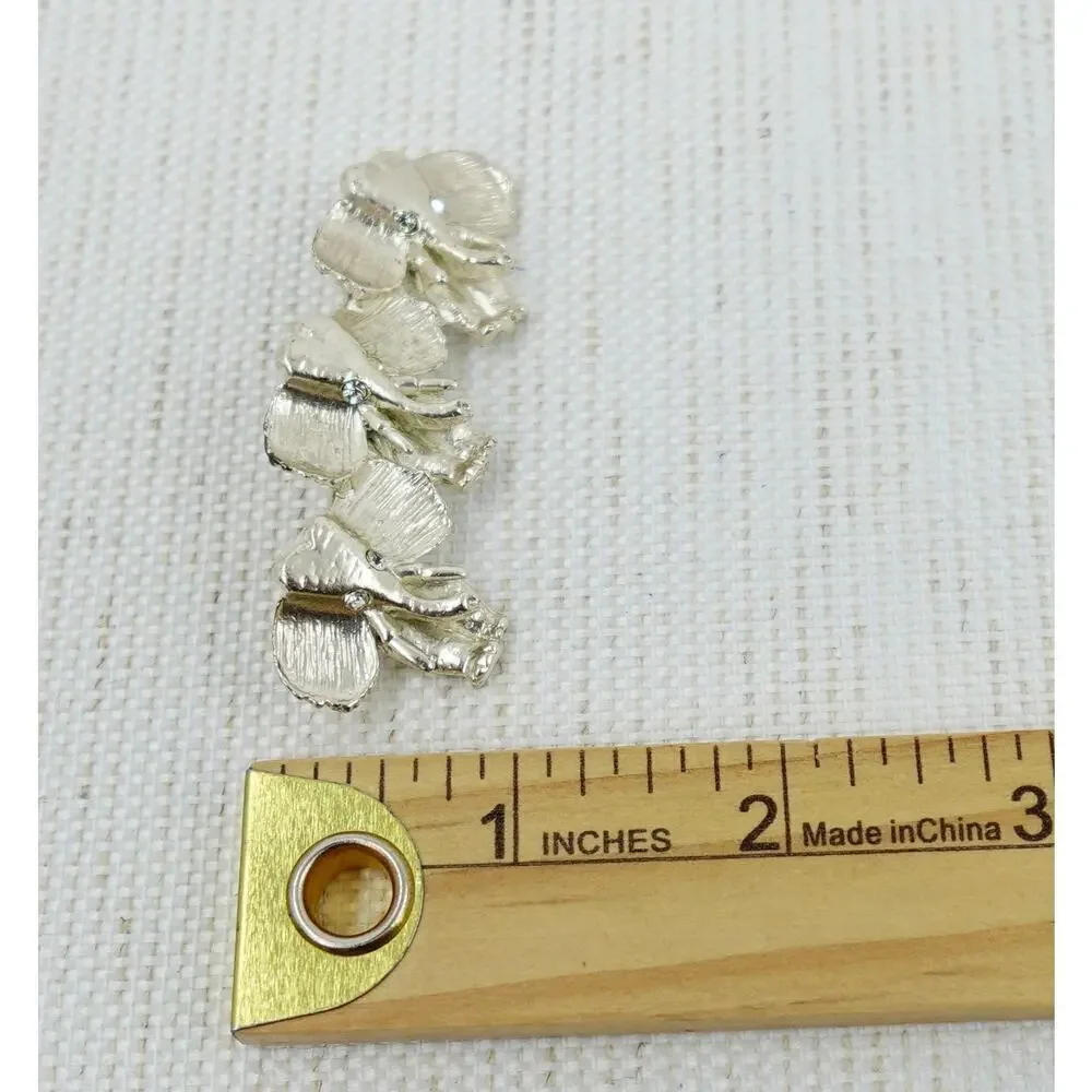 Elephant‎ Brooch Silver-Tone Rhinestone Eye Novelty Pin